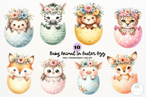 Adorable Baby Animal in Easter Egg Sublimation Designs