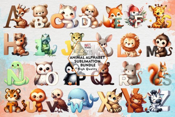 Animal Alphabet Sublimation Clipart PNG: Creative Design Guide