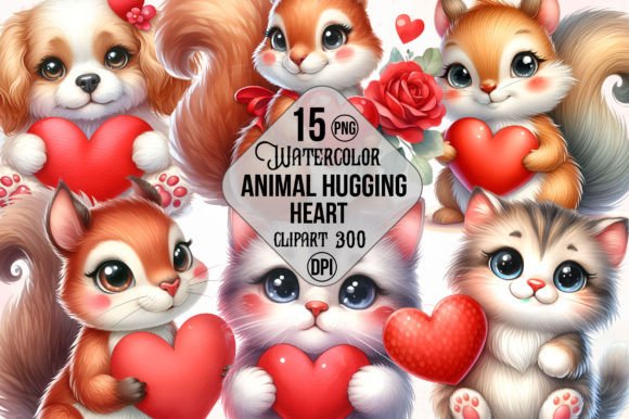 Animal Hugging Heart Sublimation Clipart: Your Go-To for Heartfelt Design