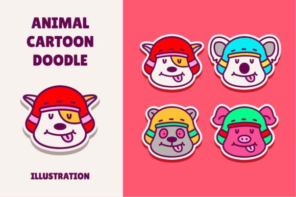 Cartoon Animal Doodle Design: A Playful Asset for Creative Projects