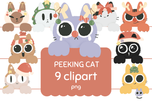 Christmas Peeking Cat Sublimation: Festive Charm for Your Designs