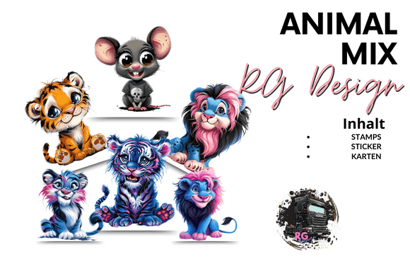 Creative Versatility with Animal Mix Stamps Karten Sticker-German