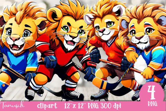 Cute Lion Hockey Animal Clipart PNG for Creative Projects