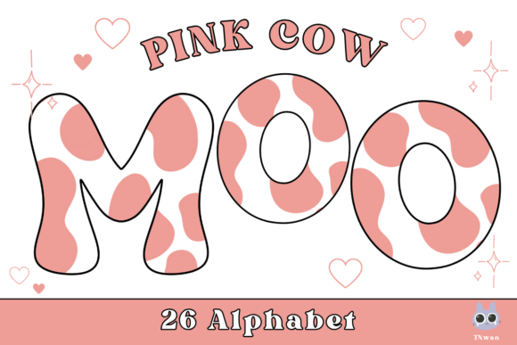 Pink Cow Alphabet Letter Retro Animal: A Playful Font for Modern Projects