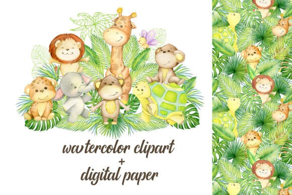 Safari Animal PNG: Watercolor Clipart for Creative Projects