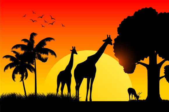 Silhouette Safari Forest with Animal: A Wild Design Asset