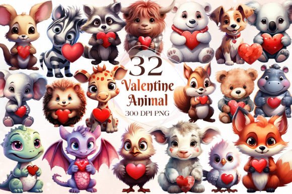 Valentine Animal Sublimation Clipart: Charming Designs for Your Projects