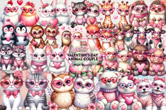 Valentine's Day Animal Couple Clipart for Creative Projects