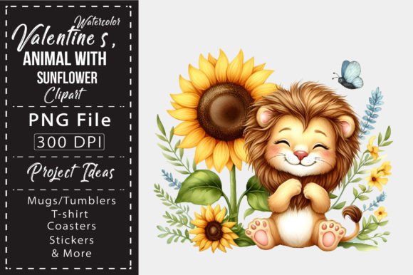 Valentines Animal with Sunflower: A Radiant Design Asset